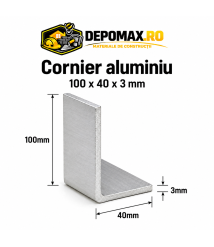Cornier aluminiu 100 x 40 x 3 mm, 6 metri (EN AW-6060) Cornier aluminiu 100 x 40 x 3 mm, 6 metri (EN AW-6060)